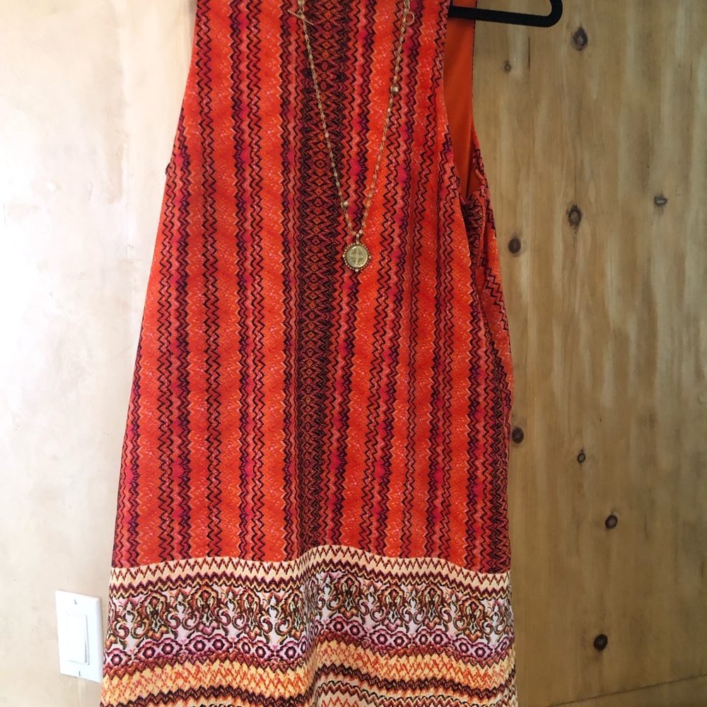Orange silk boho summer dress